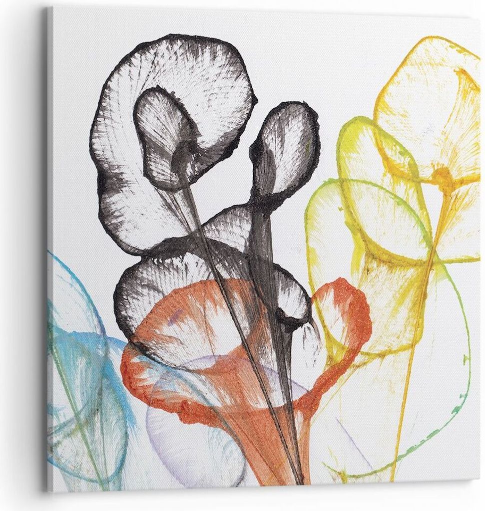 Bild auf Leinwand - Leinwandbild - Einteilig - Blumen Abstraktion Surrealismus - 70x70cm - Wand Bild - Wanddeko - Wandbilder - Leinwanddruck - Bild...