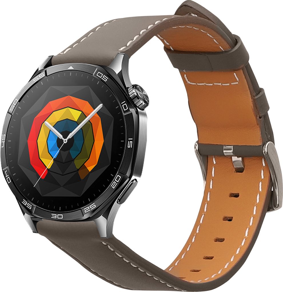 kwmobile Armband kompatibel mit Huawei Watch GT5 46mm / GT5 Pro 46mm / GT4 46mm / Watch GT3 SE - Echtleder Fitnesstracker Sportarmband Band