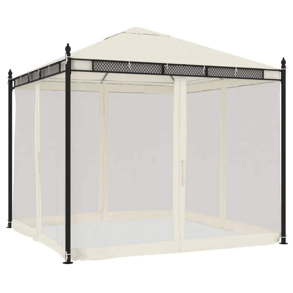 Pavillon anti-insectes vidaXL 2,93 m crème avec cadre acier stable et sûr