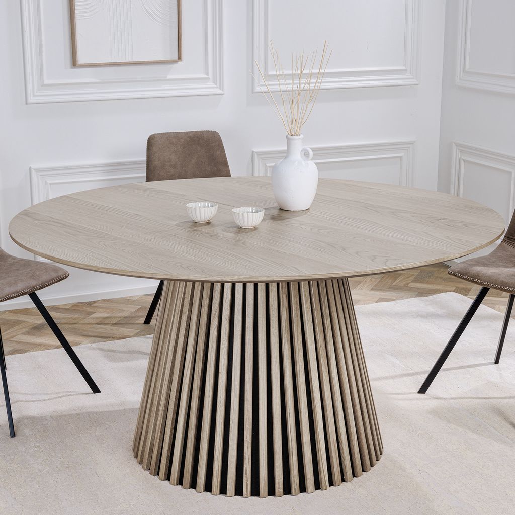 riess-ambiente Runder Esstisch VALHALLA WOOD 120cm grau Eiche Säulenfuß