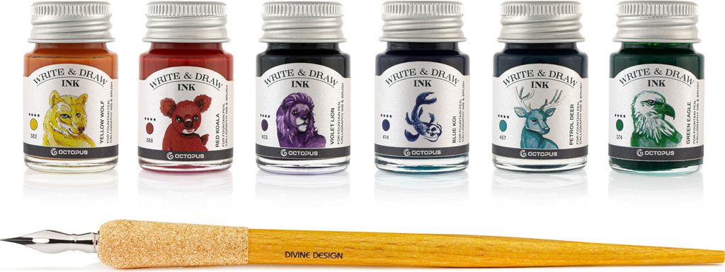Write and Draw Ink Set HORIZON, Zeichentusche, 6 x 10 ml mit Schreibfeder