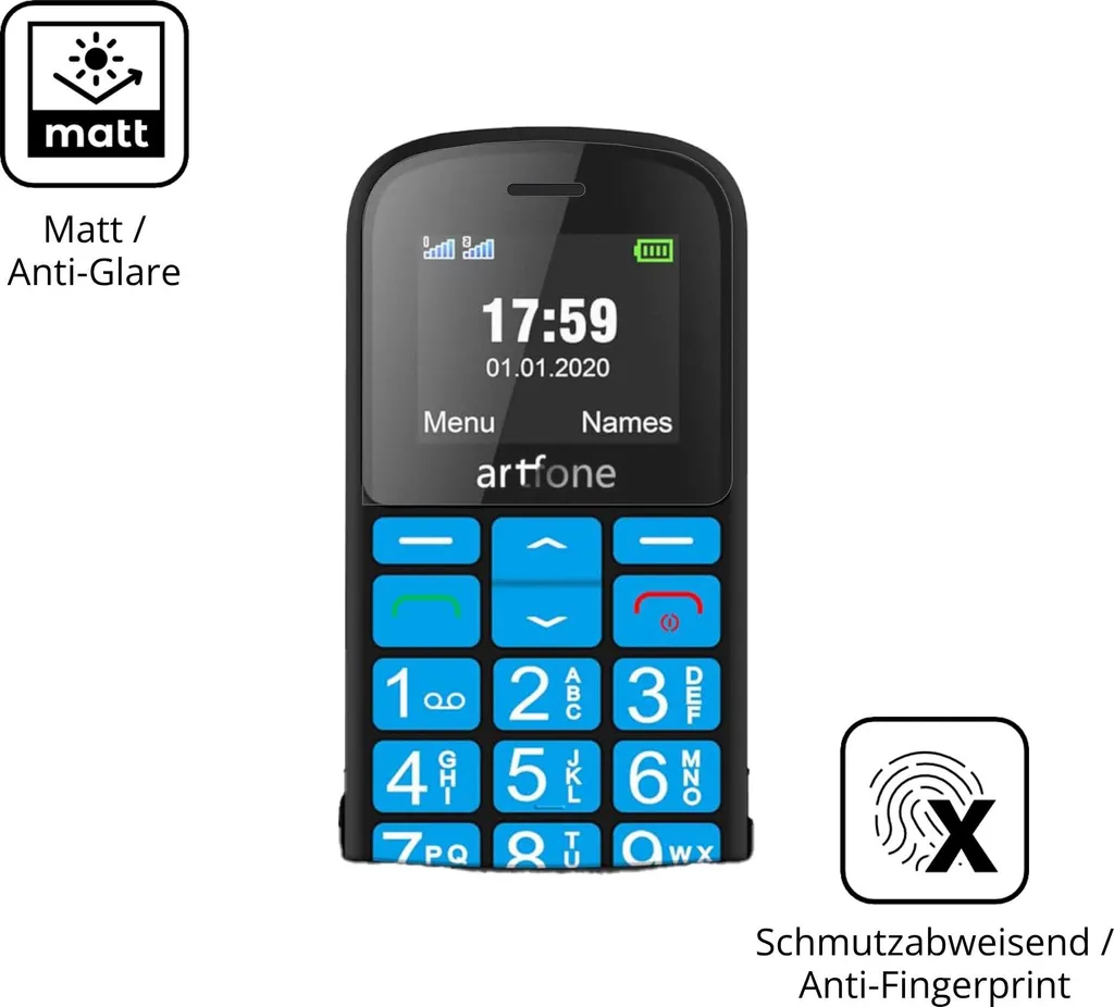 4x dipos Antireflex per artfone CS188 - Protezione Vista e Schermo - 5