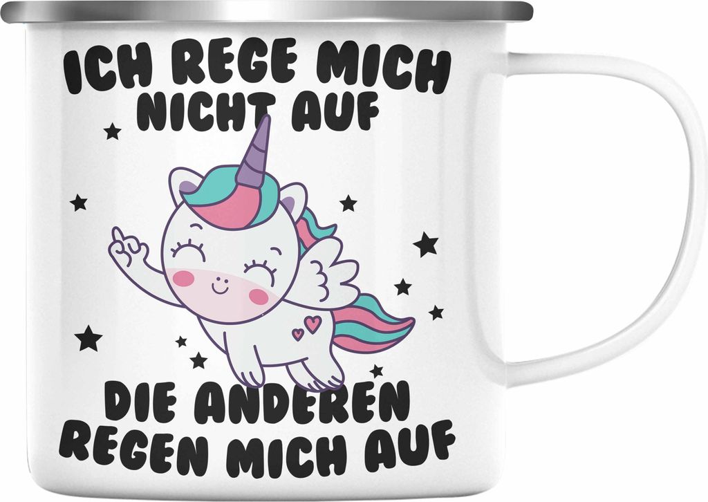Trendation - Emaille Tasse mit Spruch, Lustige Emaille Tasse mit Sprüchen - Ich Rege Mich Nicht Auf - Emaille Emaille Tasse Geschenk Arbeitskolleg...