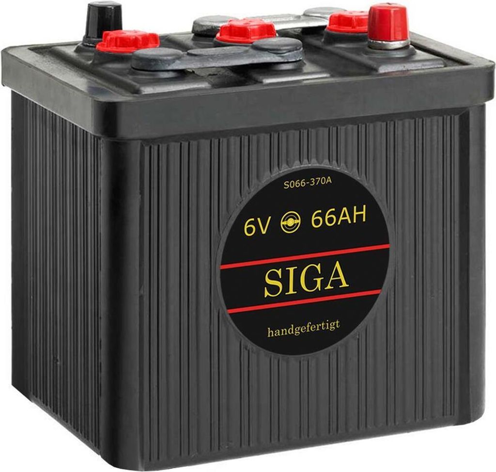 SIGA Oldtimer Batterie 6V 66Ah gefüllt geladen handgefertigt Oldtimer Batterie Autobatterie Starterbatterie