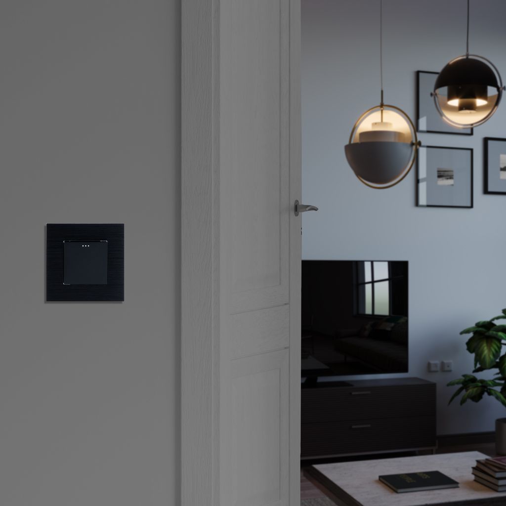 Navaris Lichtschalter Touch Wandschalter mit Montagematerial, Glas Panel,  Status-LED, stylischer Touchlichtschalter für Deckenlampen + Wandlampen