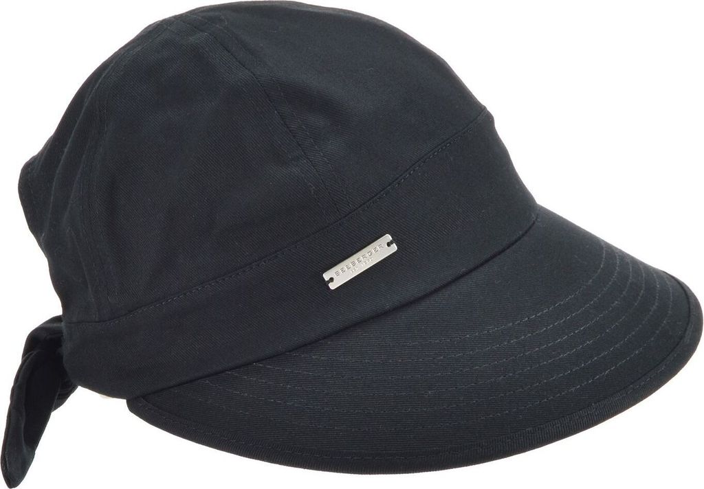 Seeberger Schildkappe aus 100% Baumwolle mit Schleife hinten in schwarz
