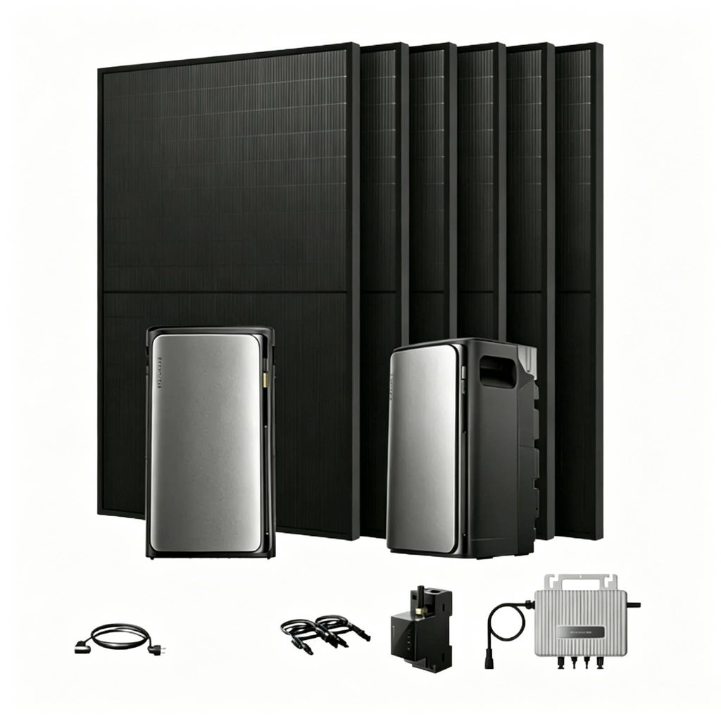 Balkonkraftwerk mit Speicher 3840Wh, EcoFlow Stream Ultra mit 1x Stream AC Pro, 6x 450W Solarmodule und STREAM Mikro-Wechselrichter 800W