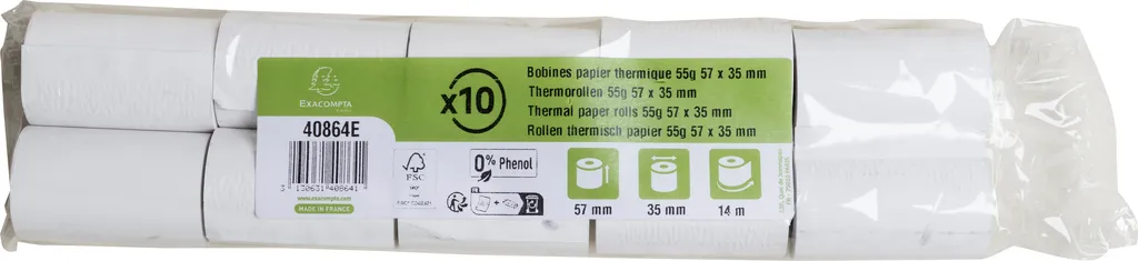 Pack de 60 Bobines Tickets de Caisse 57mm 14m Papier Blanc Thermique