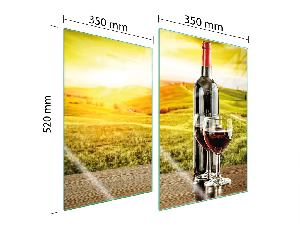 Piastre coprifornelli 2 pezzi 35x52 coprifornelli in ceramica tagliere in vetro paesaggio vino - 2