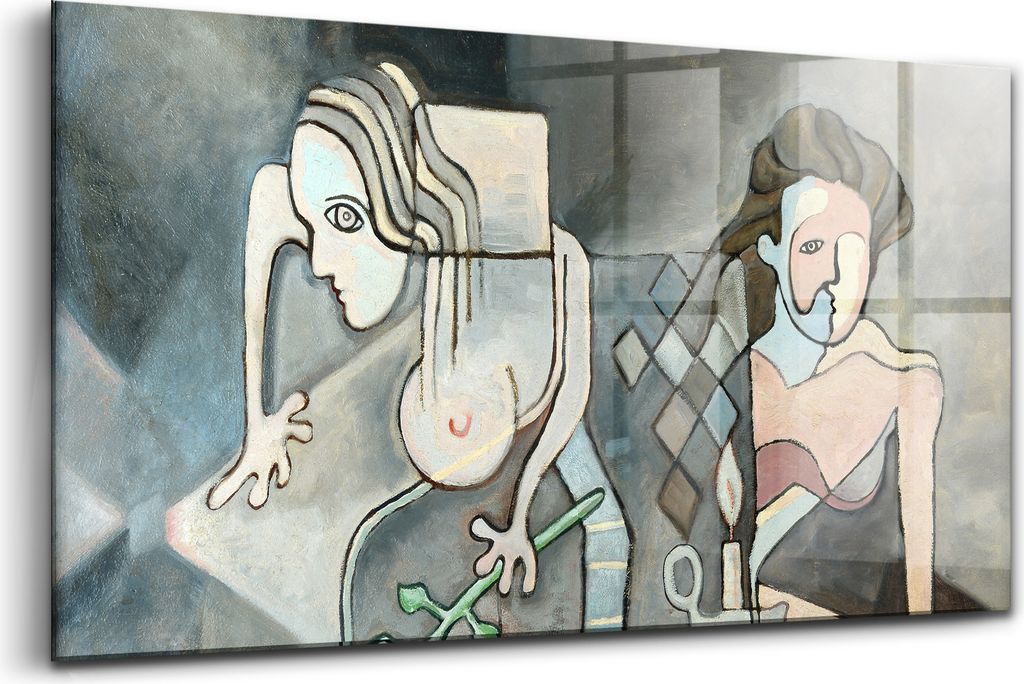 120x60 - Wandmalerei auf Glas- Wanddekoration aus Glas - Abstrakte Frau