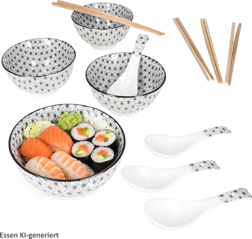 Sushi aSet für 4 Personen Schalen Löffel Stäbchen Ramen Produktbild 