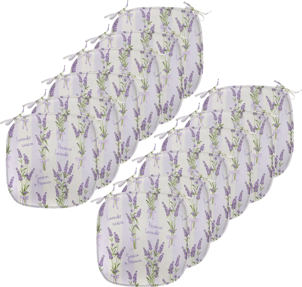 ABAKUHAUS Rivestimenti in lavanda per sedie da sala da pranzo, strisce e fiori, cuscini decorativi impermeabili con cinturini per sedie da cucina, 40 cm x 40 cm - confezione da 12, viola