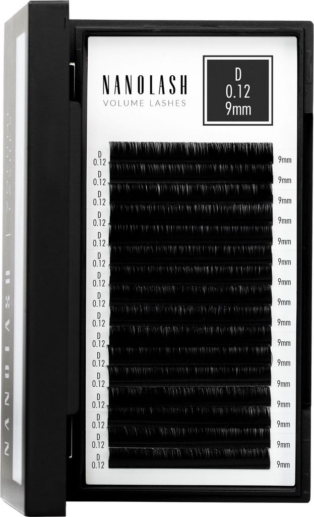 Wimpernextensions zur Volumentechnik Nanolash 0.12 D Curl 9mm Länge
