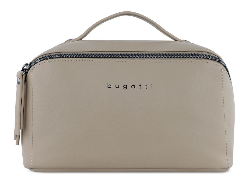A studio shot of a beige bugatti beauty case.