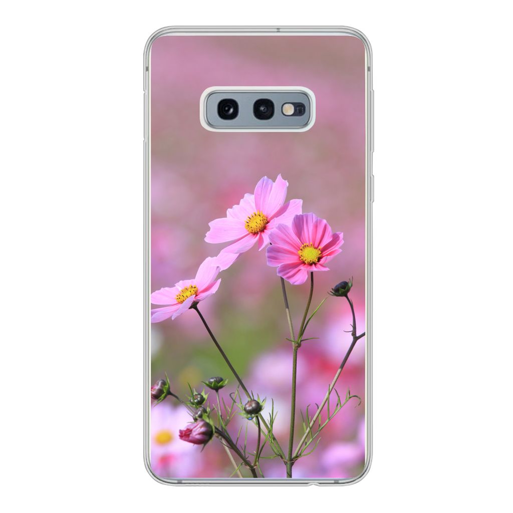 MuchoWow Handyhülle Schutzhülle Hülle für Samsung Galaxy S10e Blumen - Draußen - Rosa Silikon Softcase Handy Hülle - Handy