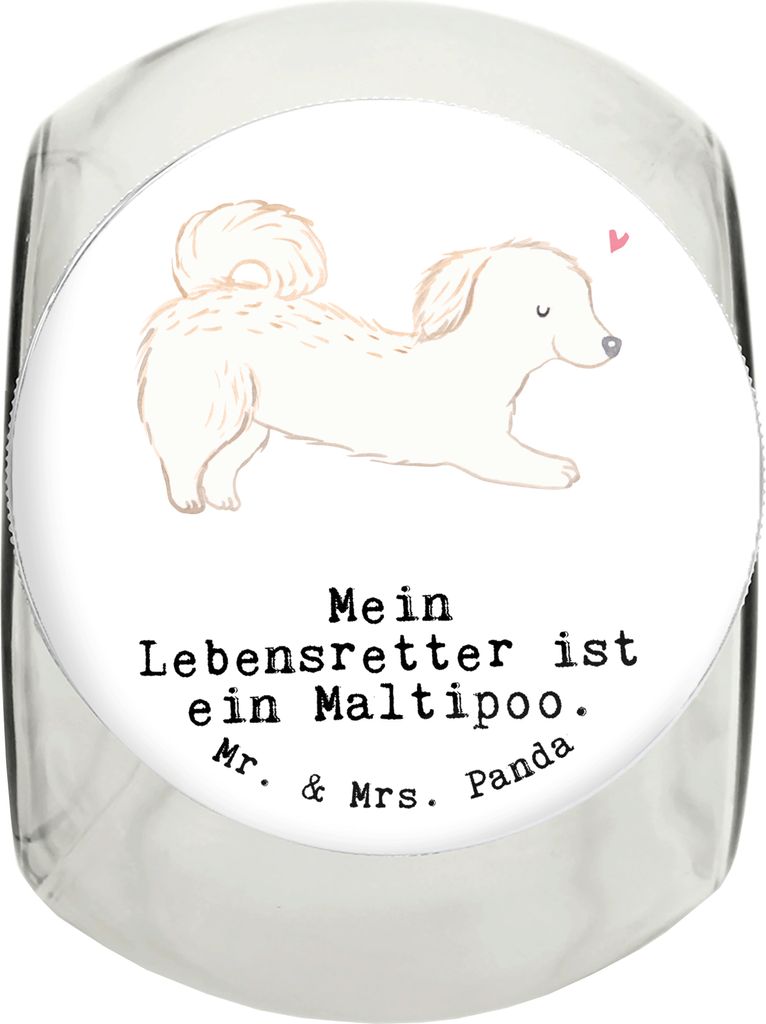 Mr. & Mrs. Panda Dose Maltipoo Lebensretter XL 2000ml - Weiß - Geschenk, glasbehälter, Glasdose, Mischling, Keksdose, Vorratsbehälter, Kreuzung,...