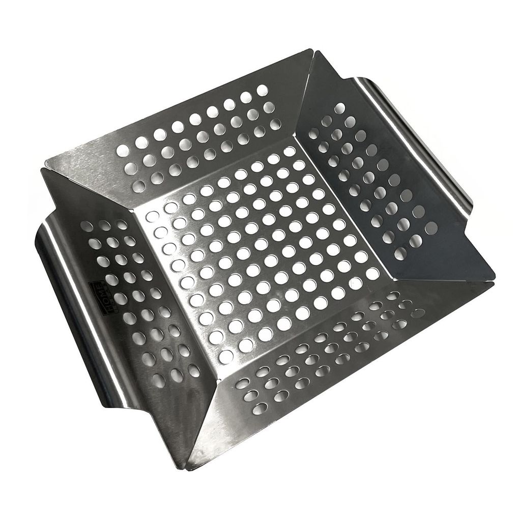 Edelstahl Grillkorb 20 x 20 x 4 cm Grill Gemüsepfanne BBQ Produktbild 