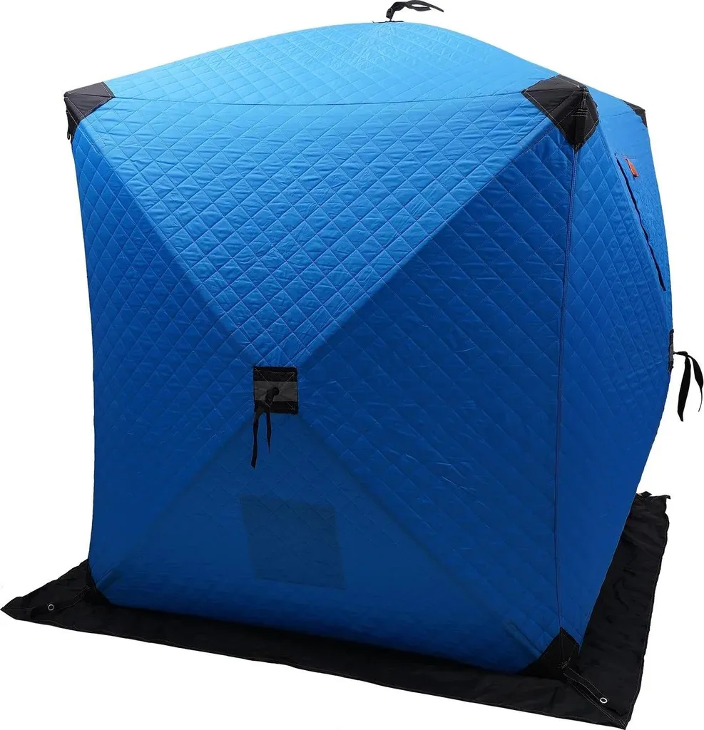 Abri de pêche sur glace anti-vent avec double aération et toile bleue