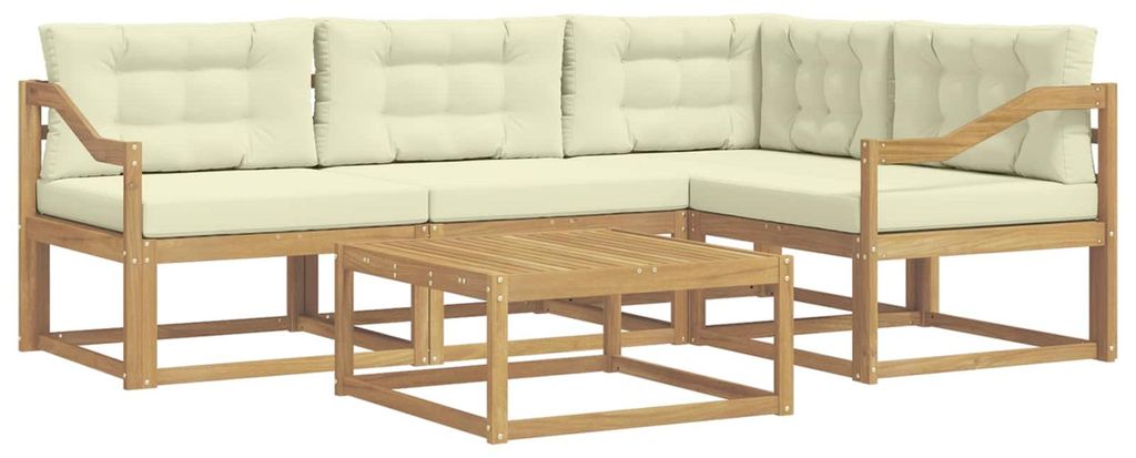 vidaXL Outdoor-Sofagarnitur 5 pcs Weiß und Creme 79 x 79 x 37 cm