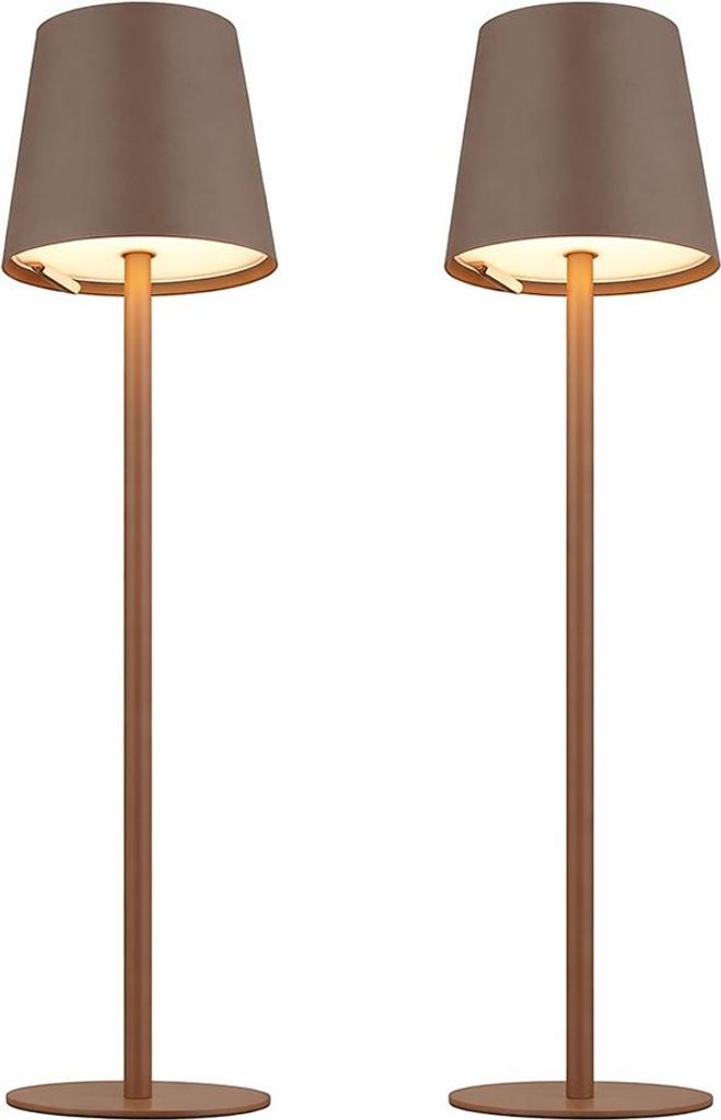 2x LED Tischleuchte, braun, Touchdimmer, Akku, H 36 cm Produktbild 