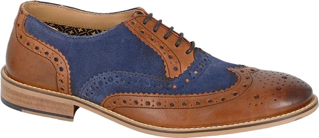 Roamers - Halbschuhe für Herren, Leder DF4600 (43 EU) (Hellbraun/Marine)