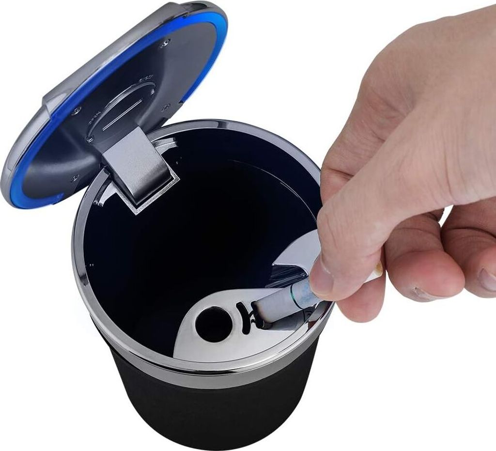 Auto LED Aschenbecher aus Zinklegierung mit Deckel und LED Produktbild 3
