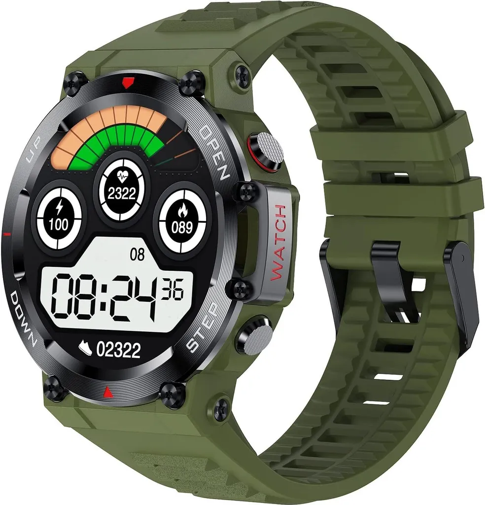 Smartwatch Militare Uomo 1.32" HD - Chiamate Bluetooth e IP68 Rugged