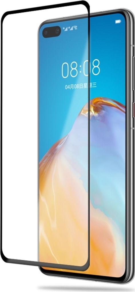 Für Huawei P40 2x 3D Display Full H9 Hart Glas Schwarz Folie Panzer Schutz Cover