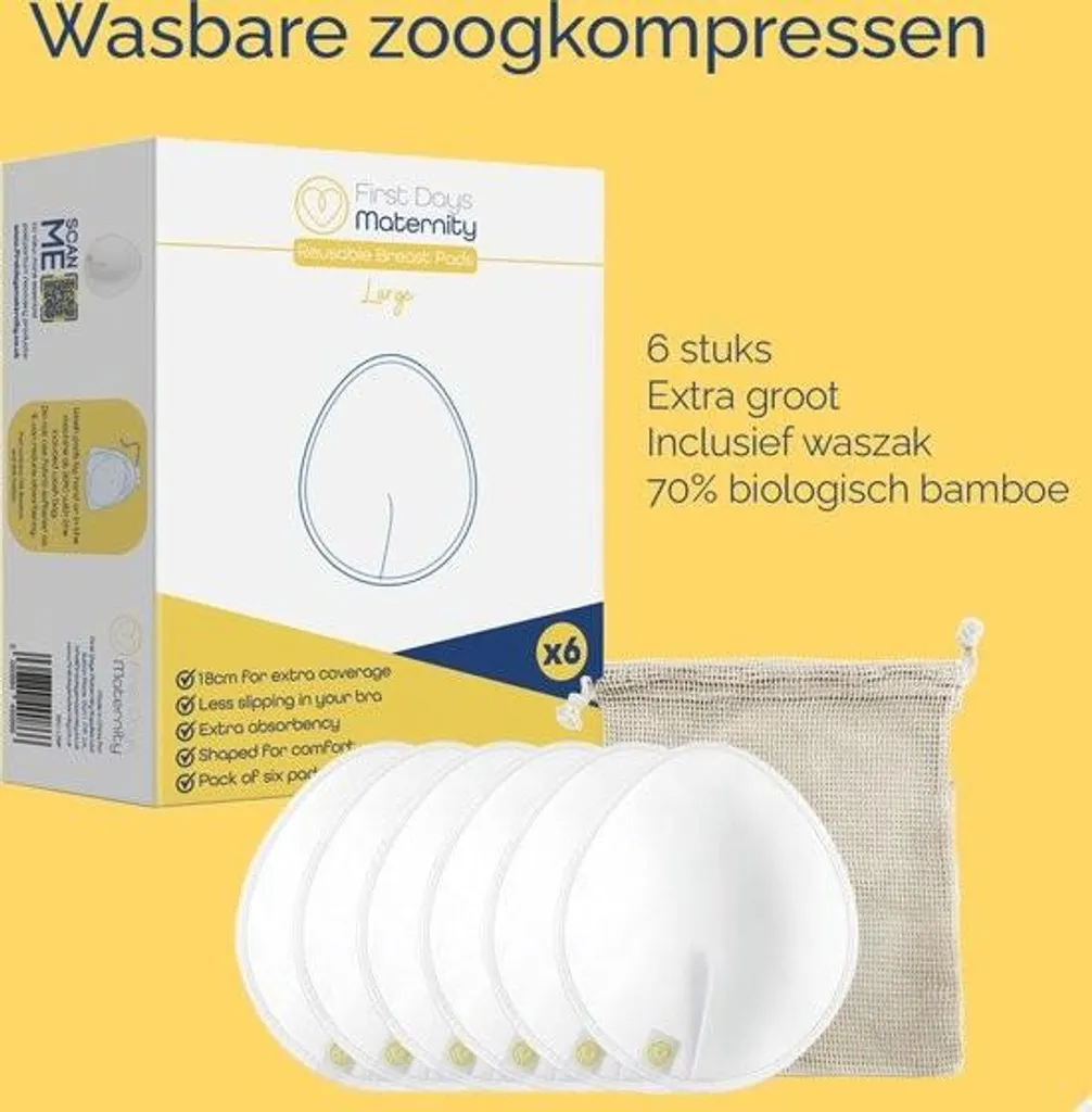 Coussinets d'allaitement lavables First Days Maternity - Pack de 6