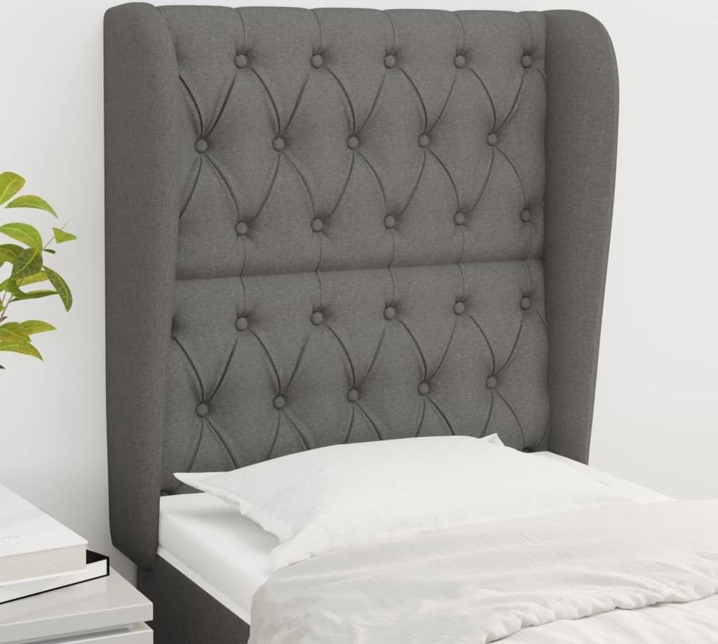 Maison Exclusive - Kopfteil mit Ohren Dunkelgrau 83x23x118/128 cm Stoff