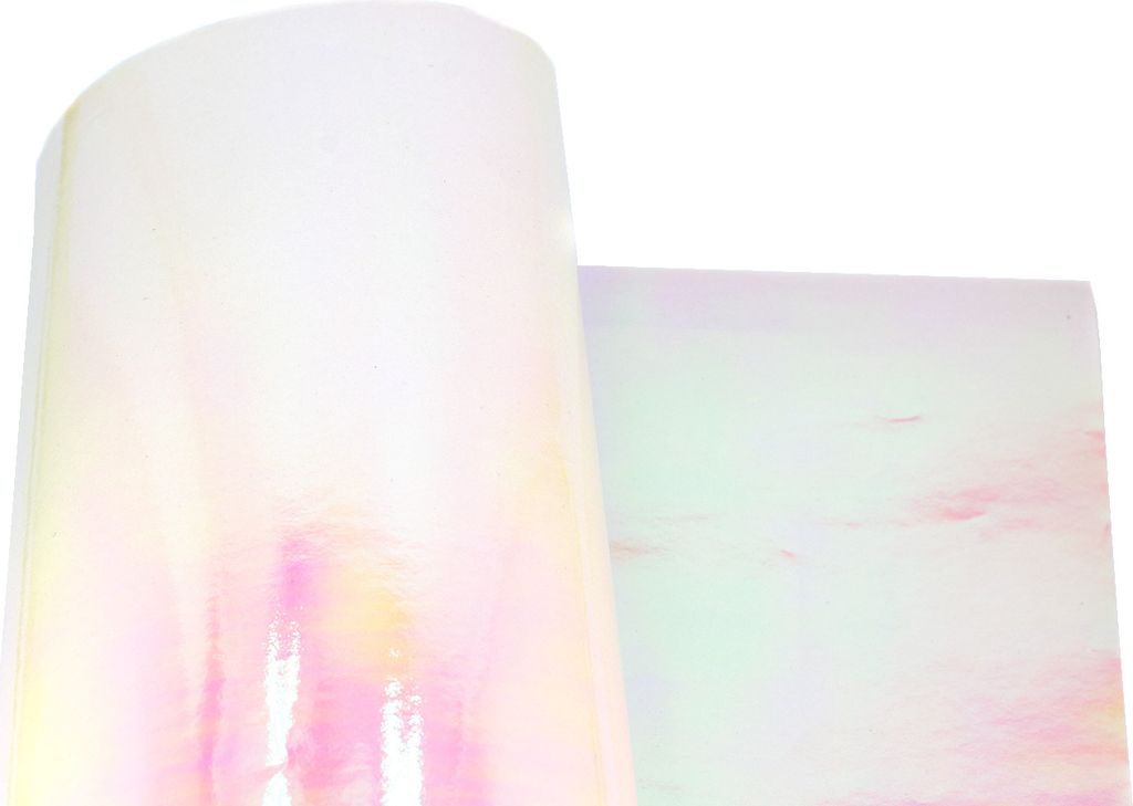 Geschenkpapier 70cm x 2m Rolle Weiß irisierend glänzend Produktbild 