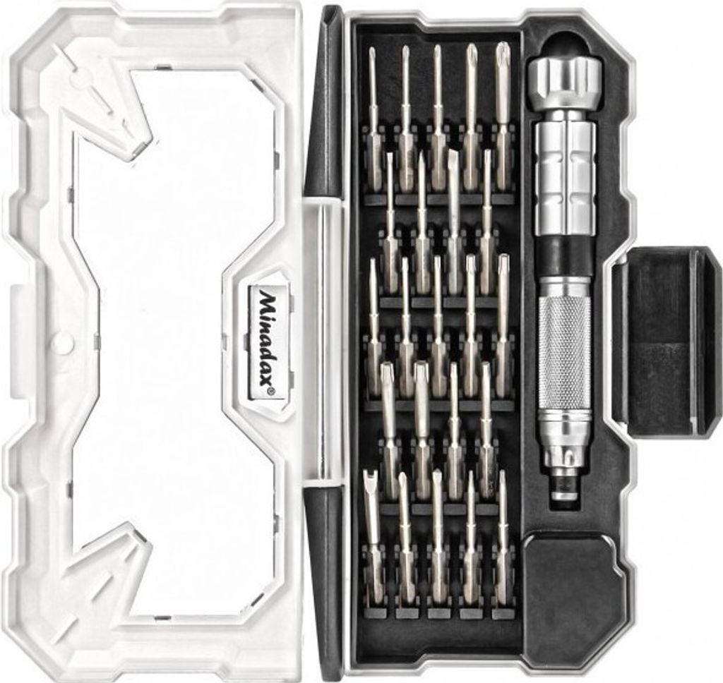 Minadax Hochwertig Gehärtet S2-Stahl 24-Teile Schraubendreher Feinmechaniker Werkzeug - besonders belastbar inkl. Aufbewahrungsbox - für Notebo...