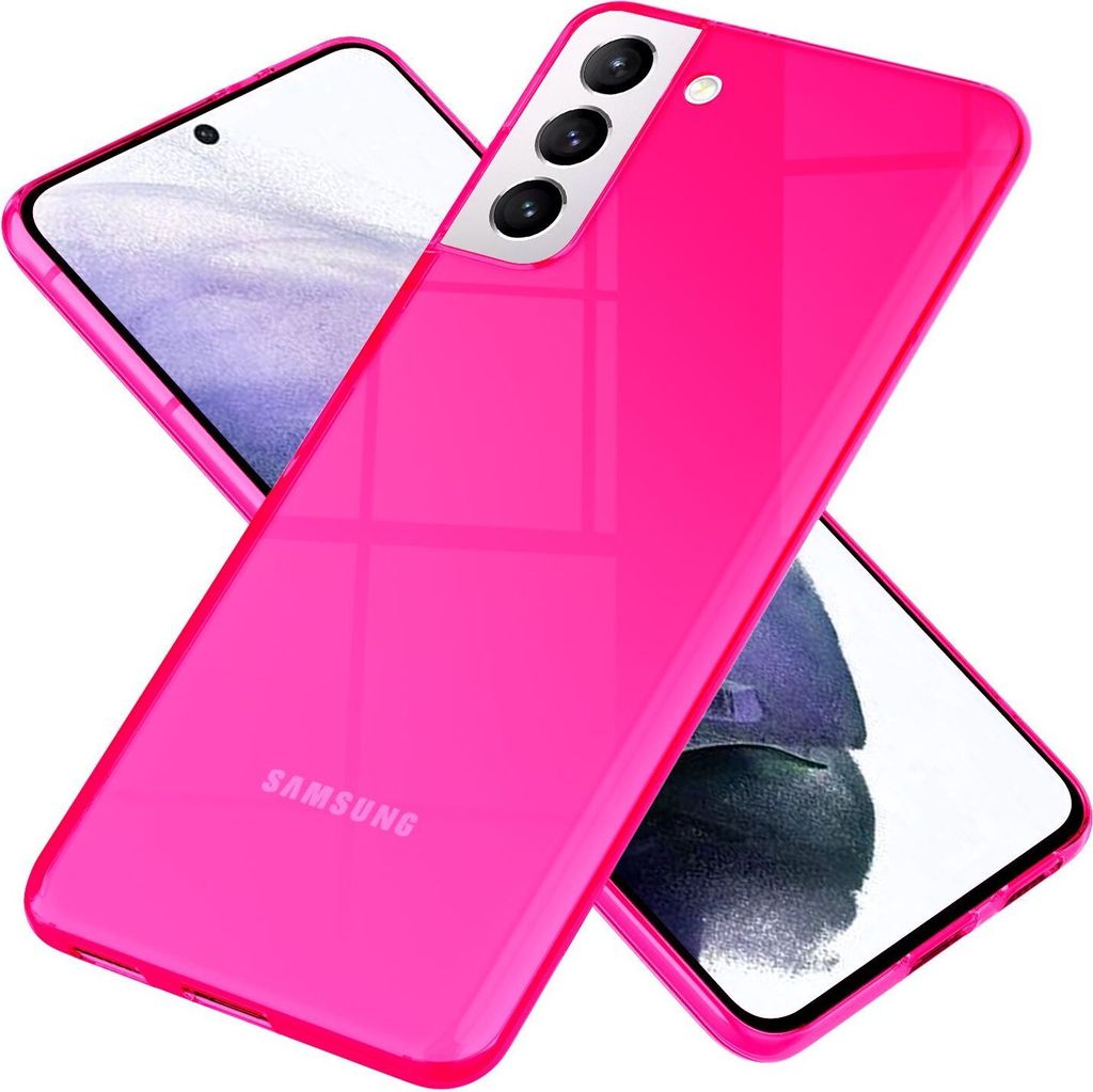 NALIA Neon Handy Hülle für Samsung Galaxy S21+, Transparent Silikon Case Cover Pink