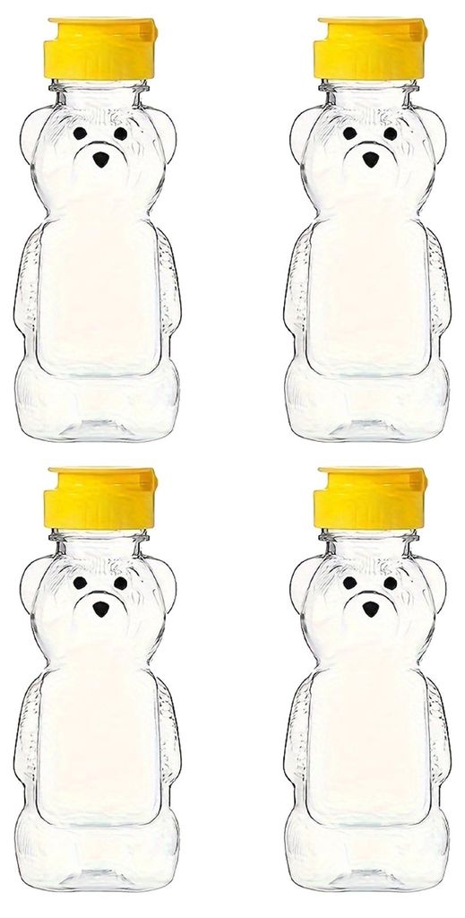 240 ml Honigflasche aus Kunststoff in Bärenform, leerer Honig-Quetschbehälter mit Klappdeckel, wiederverwendbare, bärenförmige Saftflasche zum ...