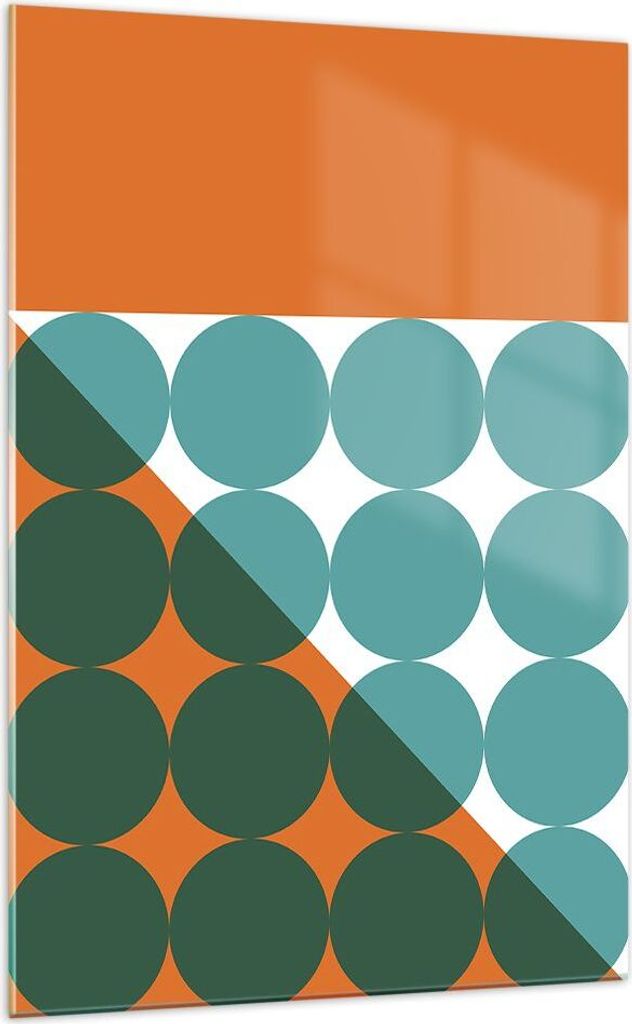 Bilder auf glas - Einteilig - Koliken Türkis Orange - 70x100cm - Glasbilder - Wandbilder - Bilder - zum Aufhängen bereit - Wanddekoration aus Gla...