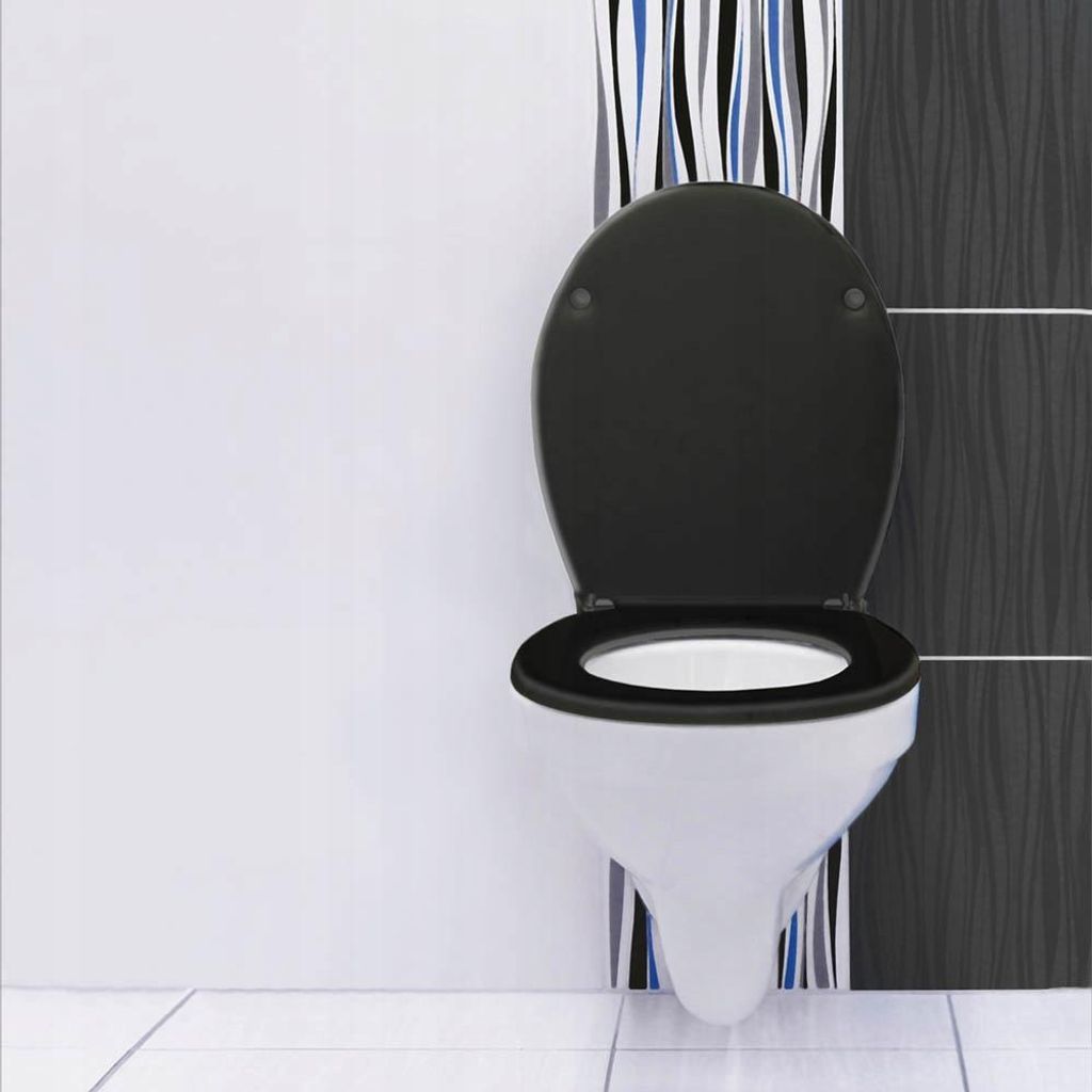 SEPIO Toilettendeckel, Oval Schwarz, Antibakterieller WC-Sitz mit Einfache Montage und Reinigung