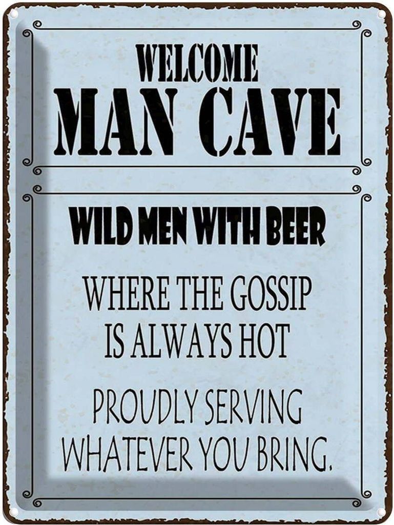 vianmo Blechschild 40x30 cm welcome man cave wild men with Beer
