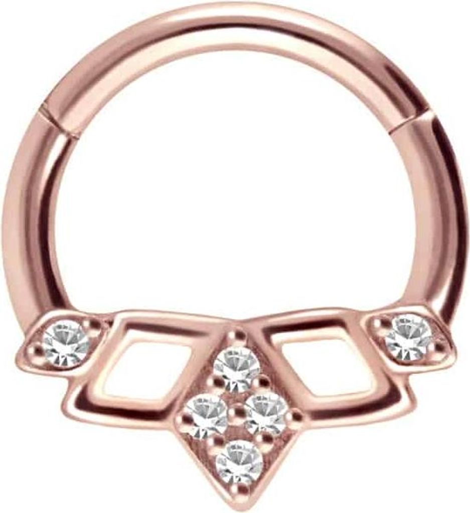 Ohrpiercing, Nasenpiercing, Septum Piercing Chirurgenstahl Segmentring Clicker 6 KRISTALLE