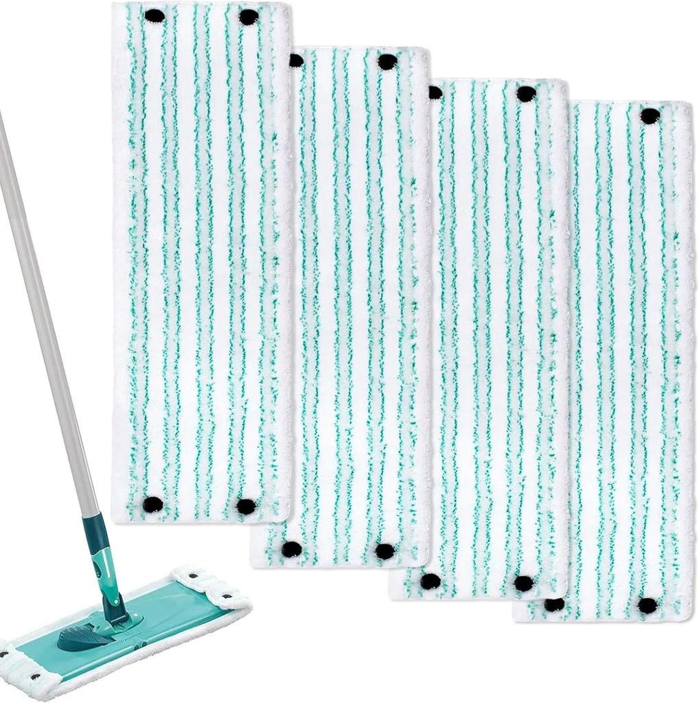 4 Stš¹ck Wischmopp Bezug fš¹r Leifheit Clean Twist M Micro Duo 42x15cm Bodenwischer Ersatzbezug fš¹r alle B?den Ersatz Wischbezug mit Click-S...