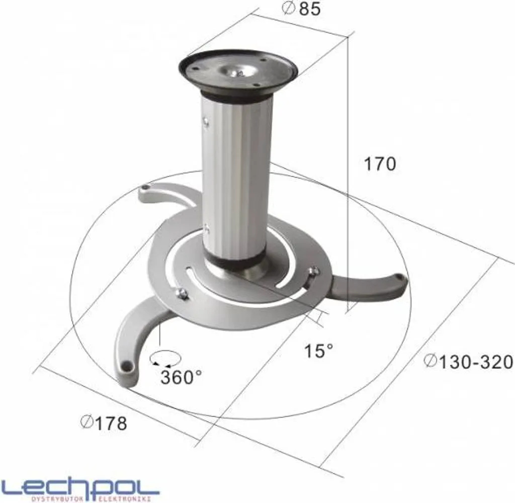 Stabilisez votre projecteur avec le support plafond 360° Cabletech 10kg