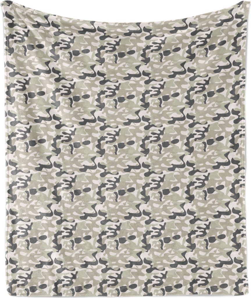 ABAKUHAUS Camo Weich Flanell Fleece Decke, Moderne Pastell tonte Tarnung Wiederholung Klassische Uniform Kunst, 175 x 230 cm, Pale Sepia Dämmerung