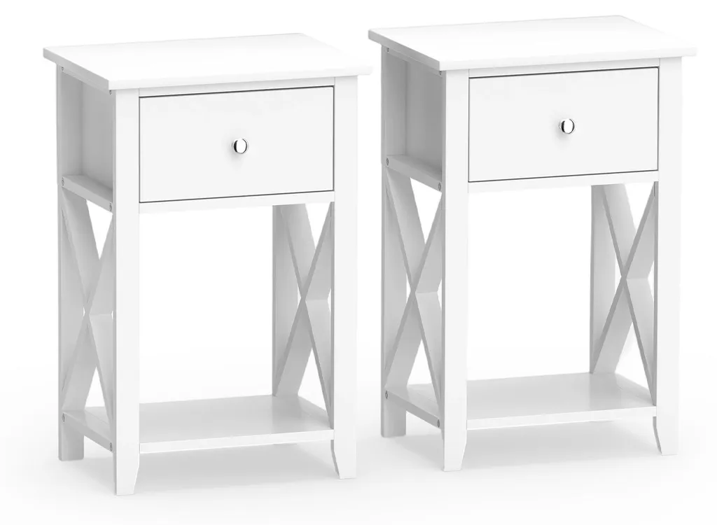 Table d'appoint polyvalente blanche pour chambre et salon Set de 2 pièces