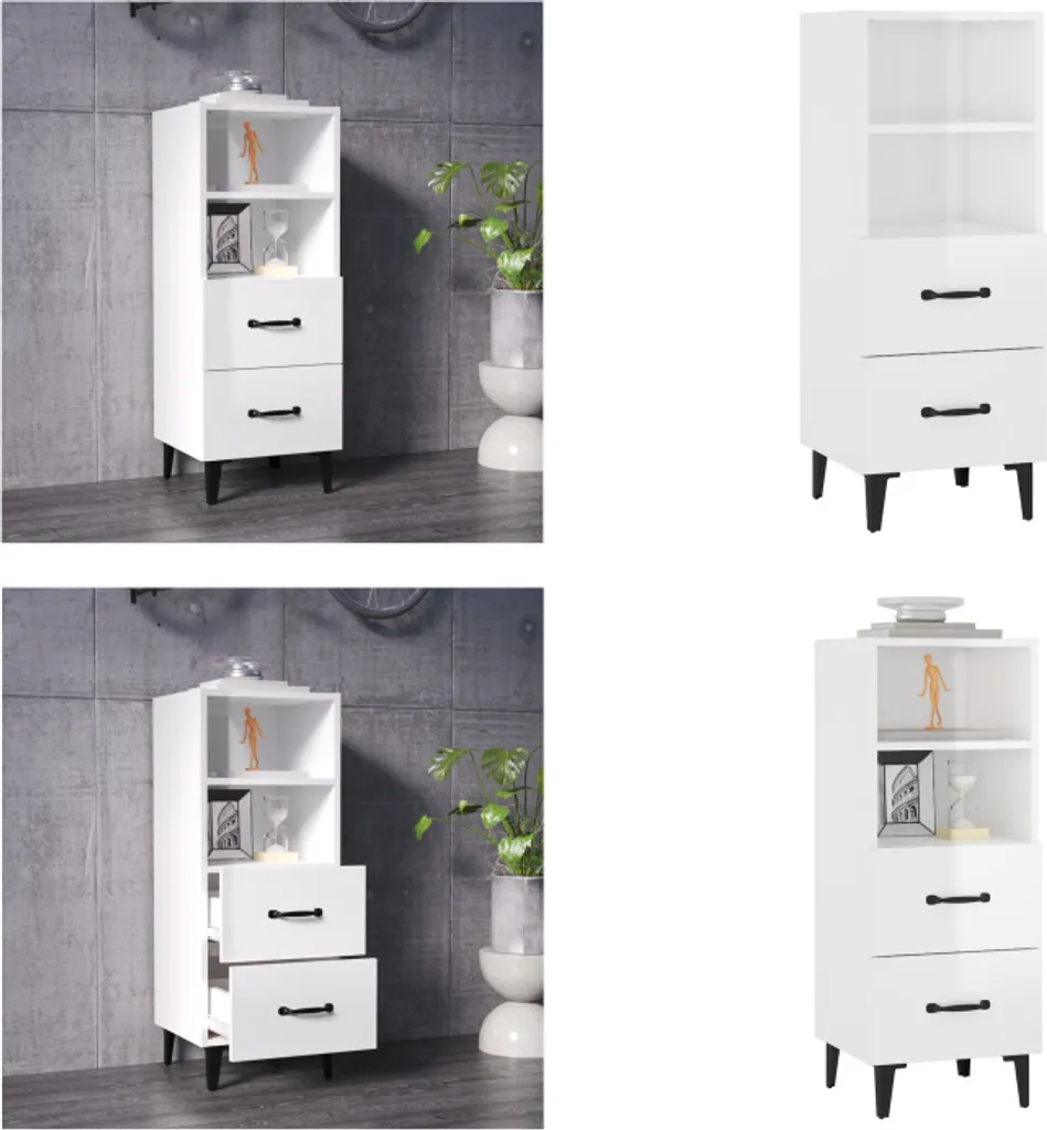 Armadietto vidaXL 34,5x34x90 cm Bianco Lucido | Credenza Salvaspazio