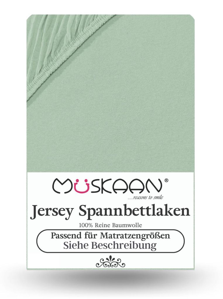 Jersey Spannbettlaken 90x200 cm - 100x200 cm Eukalyptus - Produktbild 