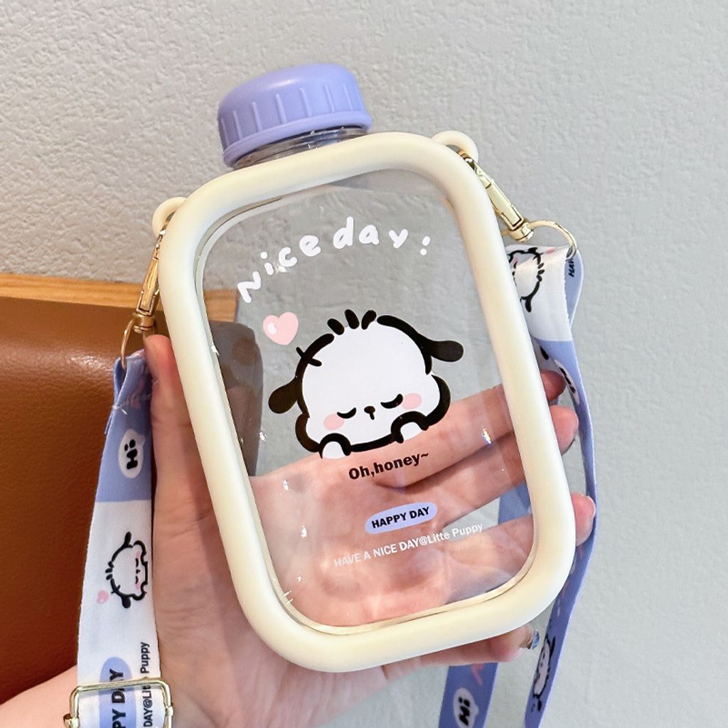 Süße Kinder Plastik wasserflaschen für Mädchen mit Silikon hülle Outdoor-Reise direkt trinken Milchsaft Tasse Hitze beständigkeit, C, 550ML