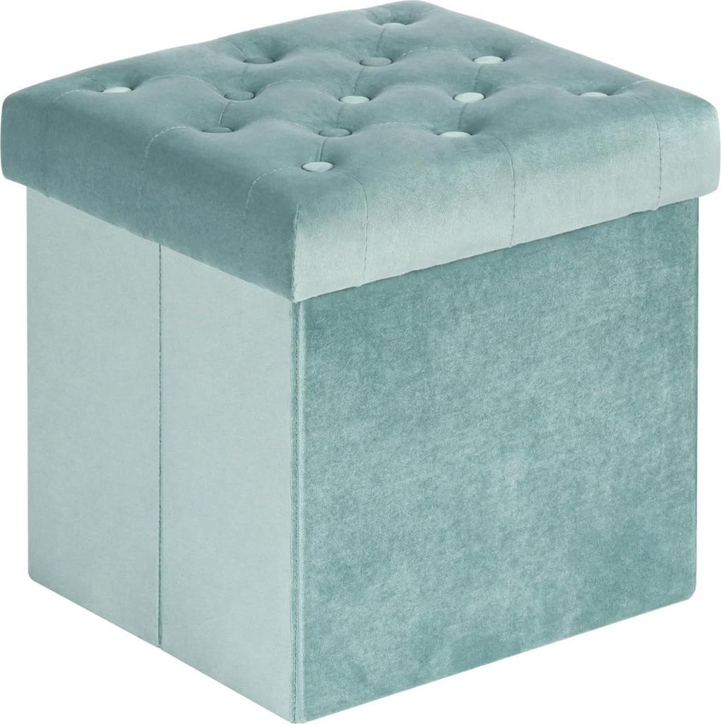 Samt Sitztruhe mit Stauraum - vielseitiger Pouf - 1 Stück - grün - Samtstoff - 40 x 40 x 40 cm