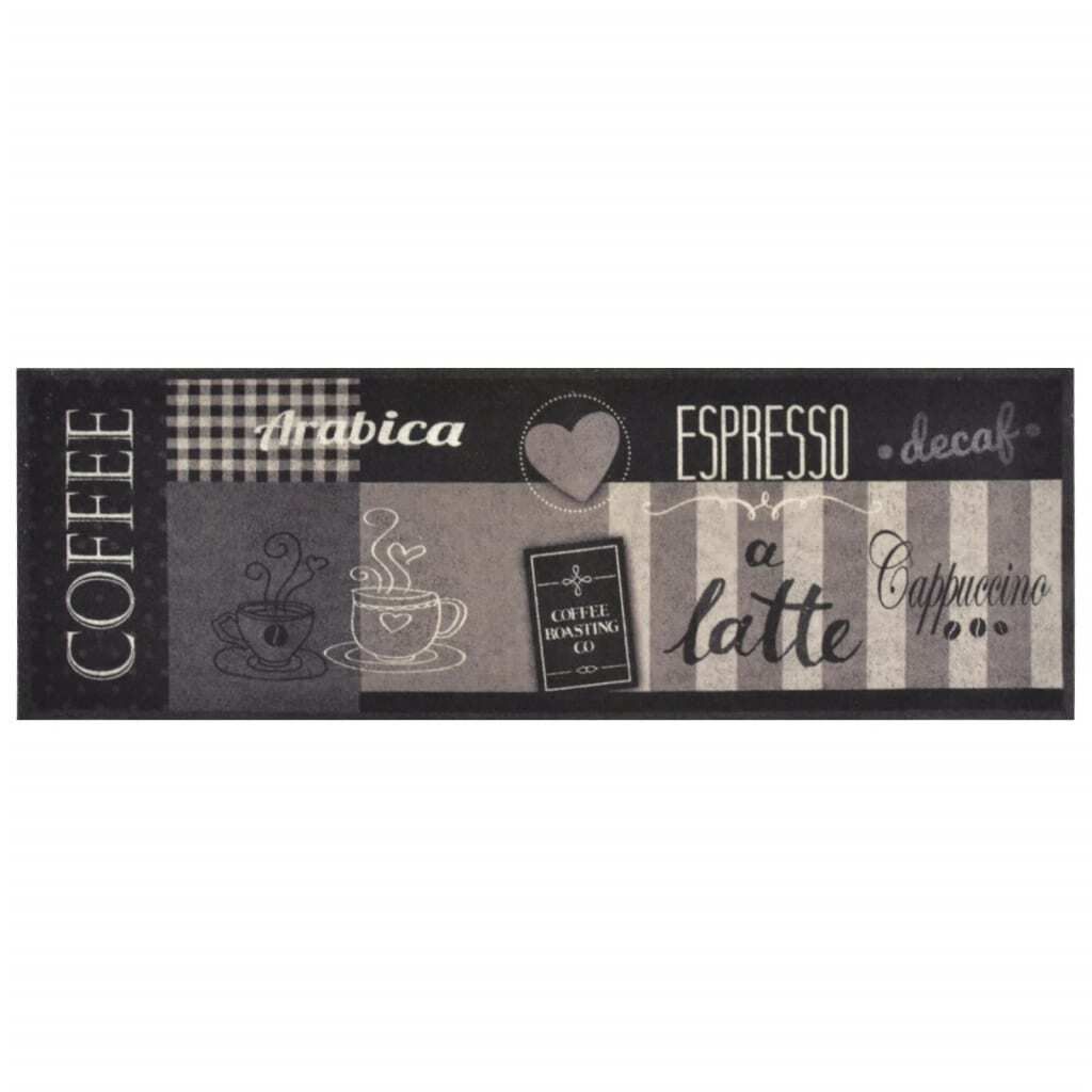 vidaXL Tapis de cuisine Lavable Coffee Noir 60x180 cm Image du produit 