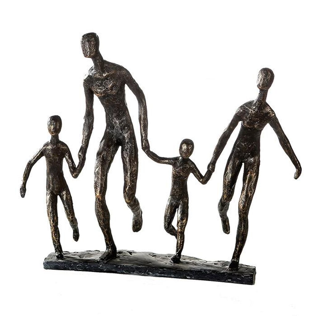 Casablanca Design Skulptur Familie mit 2 Kindern Höhe 32 cm Breite 35 cm bronzeoptik Wohnzimmer Skulpturen Deko Modern