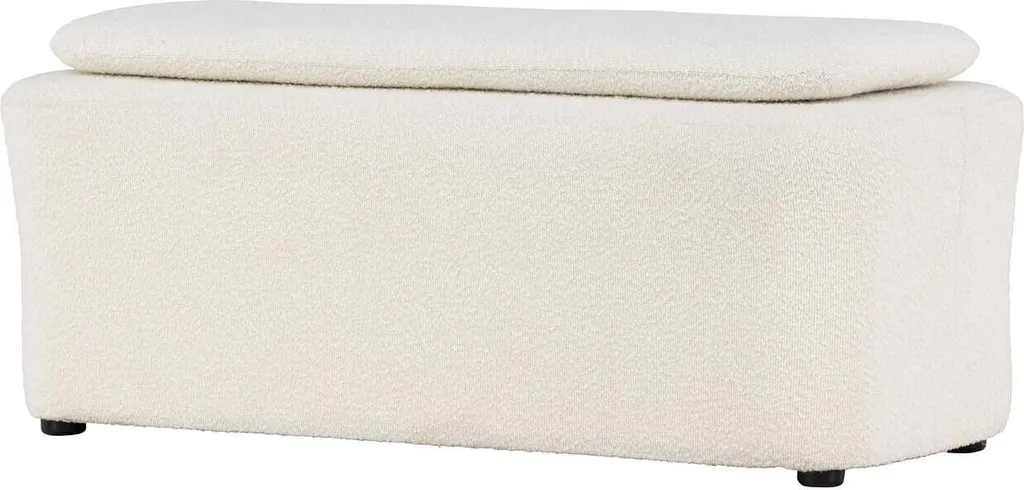 Banc Repose-pieds Laurel Beige 83cm - Grand Pouf de Salon Design Noir