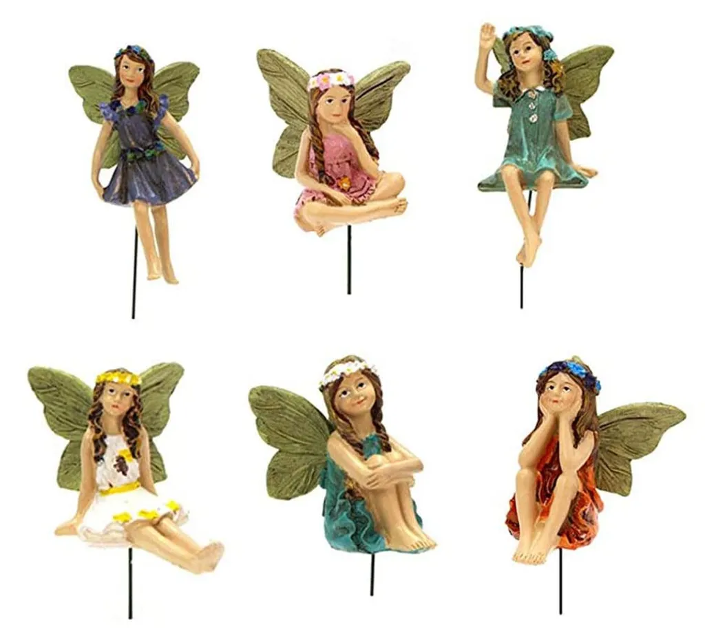 Lot de 6 figurines de fées miniatures en résine pour décor de jardin